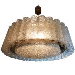 Doria Brass and Tube Ice Glass Chandelier