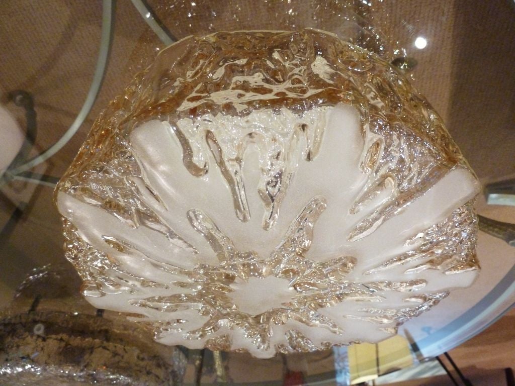 Starburst Pattern Honey Austrian Glass Flushmount