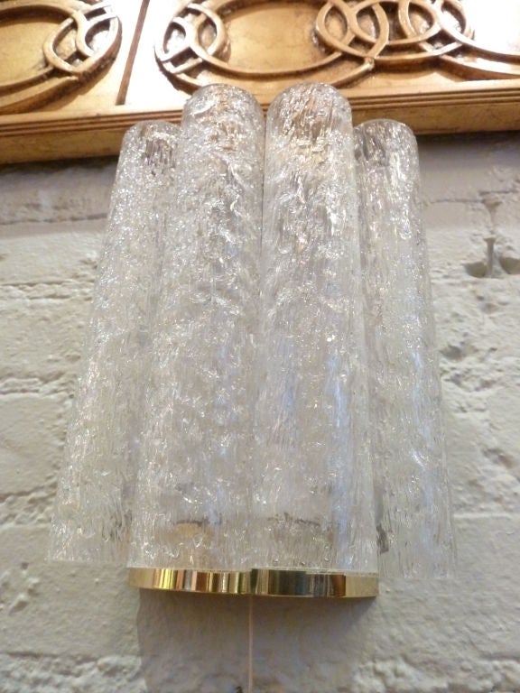 Tube Glass and Brass Doria Wall Sconce For Sale 1