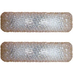 Pair of Ice Bubble Glass Rectangular Sconces