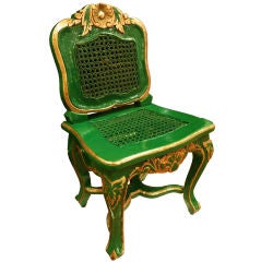 Emerald Green and Gilt Louis XVI Children's Chair