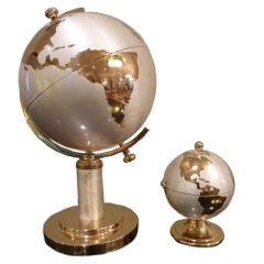 Brushed Steel and Brass Cigarette Globe and Lighter