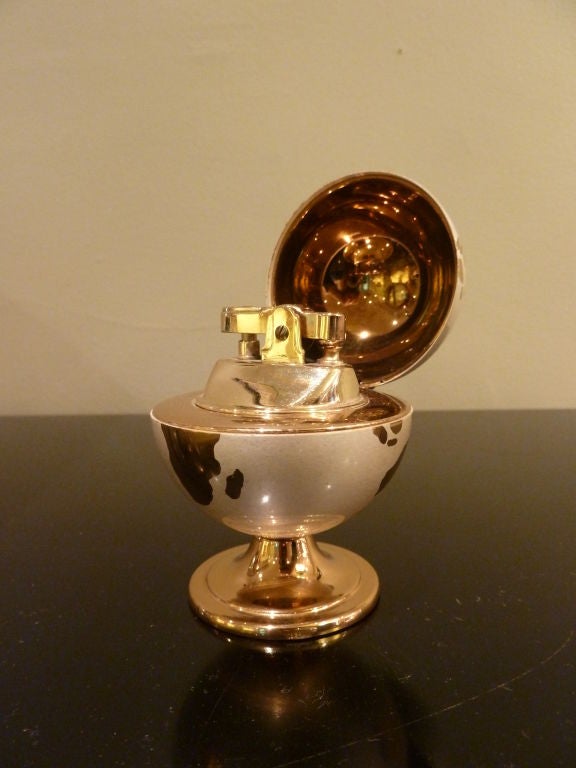 Brushed Steel and Brass Cigarette Globe and Lighter 1