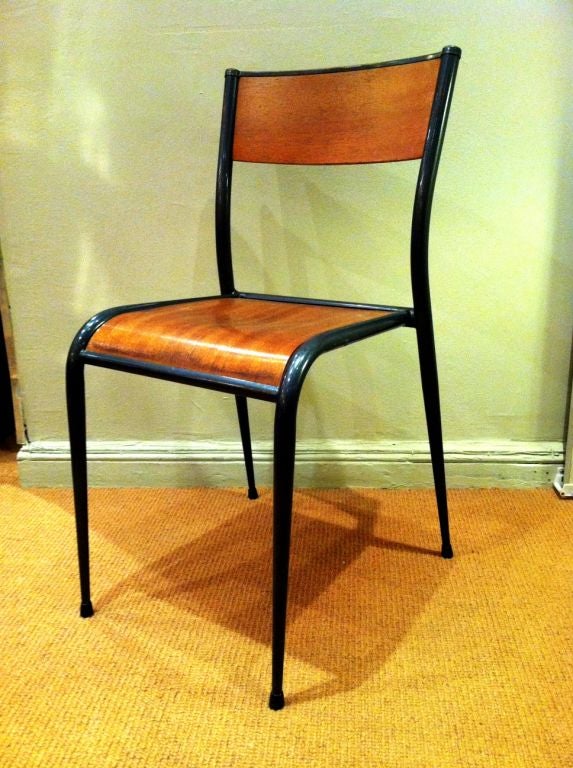 Set of Four Stacking French School Chairs