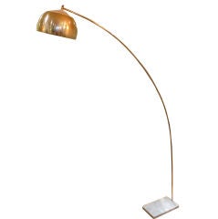 Tall Brass Arc Lamp with Marble Base