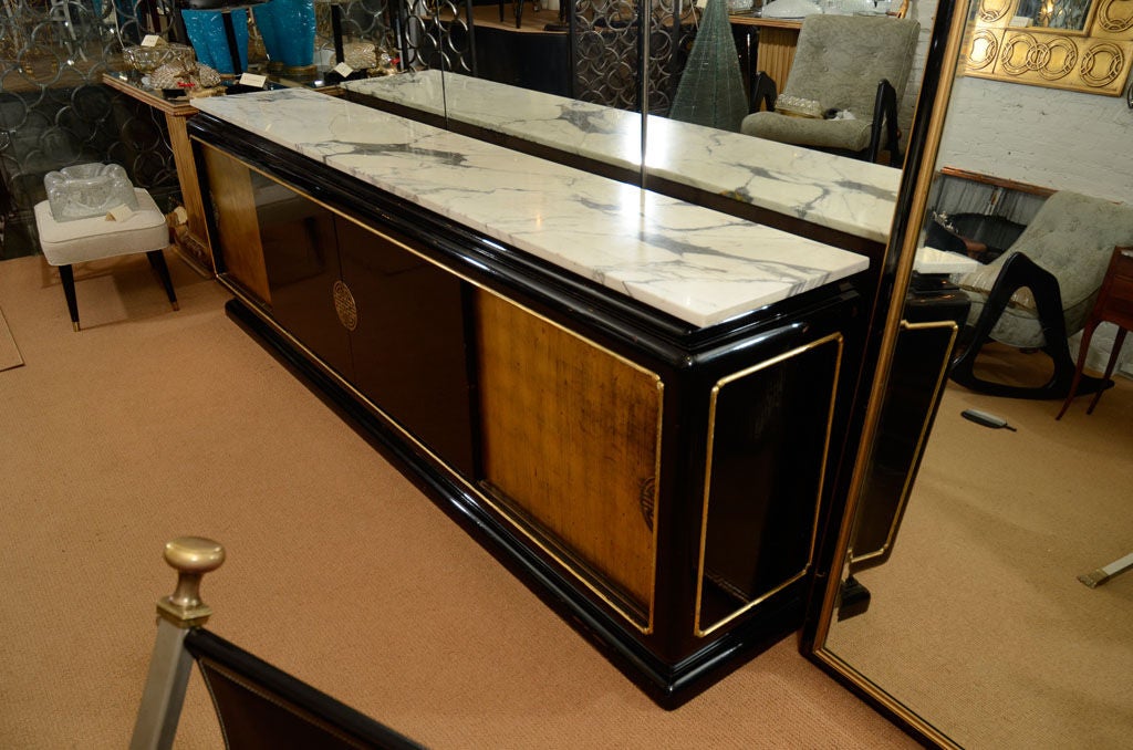 James Mont Style Black Lacquer and Gilt Sideboard 2