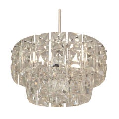 Kinkeldey Three Tier Chrome and Faceted Crystal Chandelier