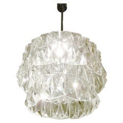 Kinkeldey Two Tier Chrome and Faceted Crystal Chandelier