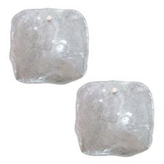 Pair of Kalmar Franken KG Ice Glass Square Sconces Pair of Kalmar Franken KG Ice Glass Square Sconces