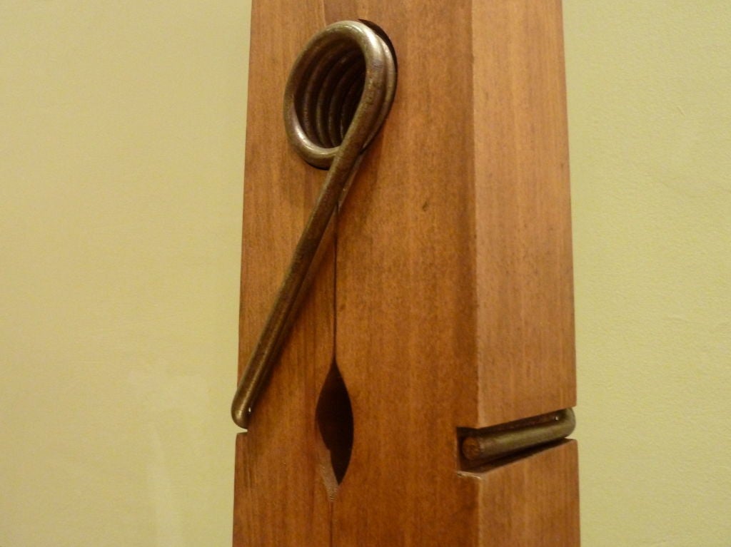 Large Tabletop Teak Clothespin Sculpture In Excellent Condition In Stamford, CT