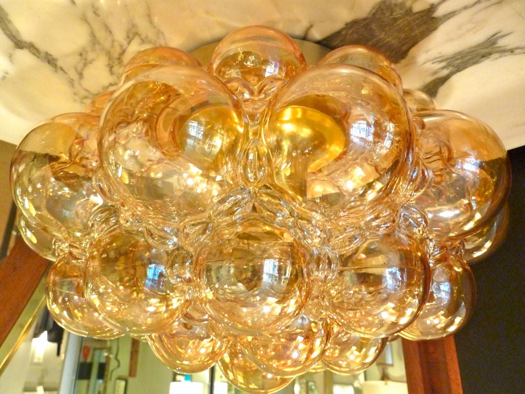 Large Amber Bubble Glass Austrian Ceiling Light or Sconce