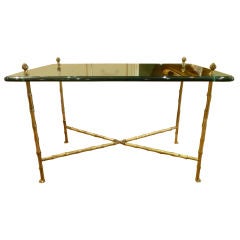 Bagues Solid Brass and Glass Bamboo Coffee Table