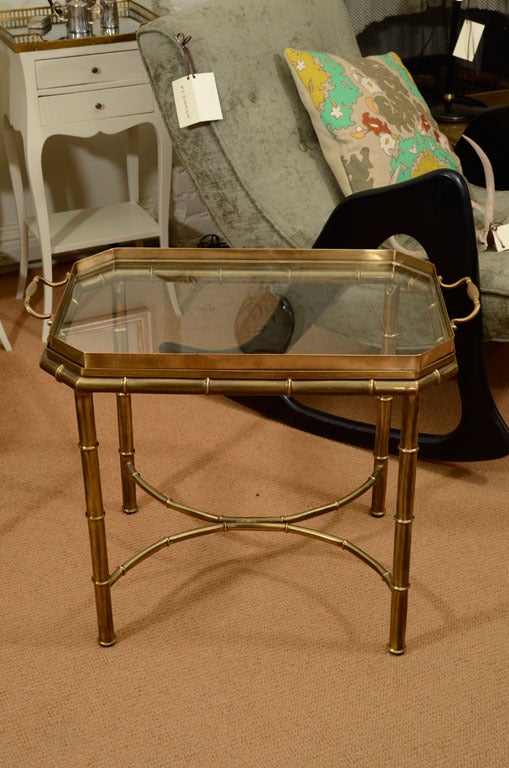 Brass Bamboo Motif Tray Tea Table