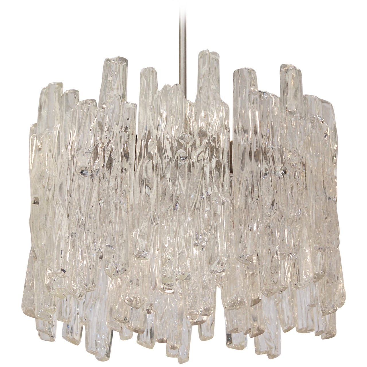 Petite Two-Tier Kalmar Style Opaque Ice Chandelier For Sale