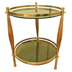 Walnut and Glass Round Side Table
