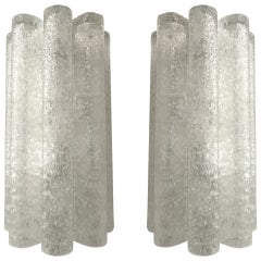 Pair Grand Doria Crystal Tube Sconces