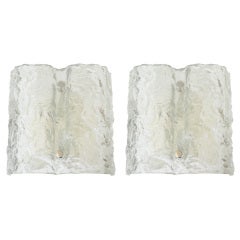 Pair of Franken K.G. Kalmar Ice Glass Sconces