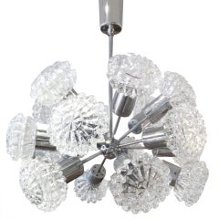 Facet Cut Glass and Chrome Sputnik Style Chandelier