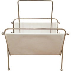 Chrome and White Vinyl Magazine Rack
