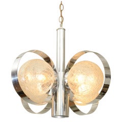 Chrome Ring Chandelier Crackled Glass