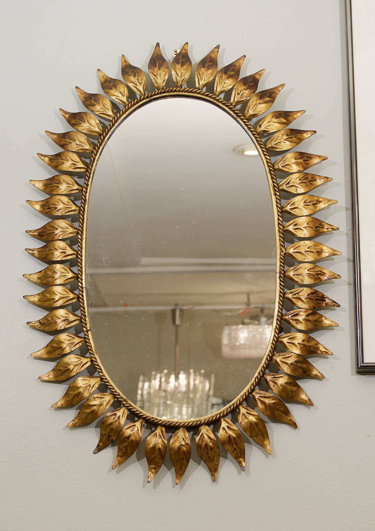 Oval Gold Leaf Sunburst Mirror