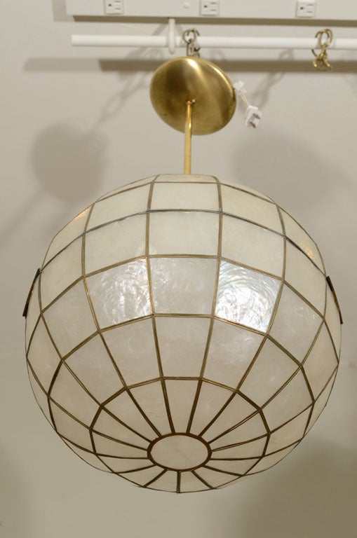 Brass Capiz Globe Pendant Light