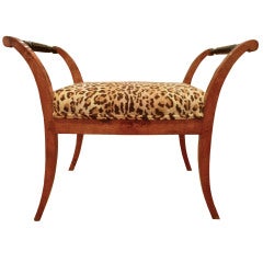 Biedermeier Fruitwood Bench with Ebonized Detail