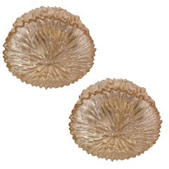 Pair of Round Austrian Amber Ceiling Lights