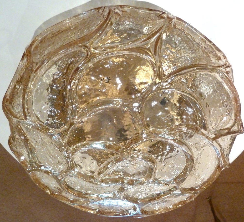Austrian Amber Paisley Pattern Round Glass Ceiling Light