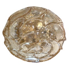 Austrian Amber Paisley Pattern Round Glass Ceiling Light