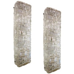 Pair Kalmar Patterned Glass Sconces