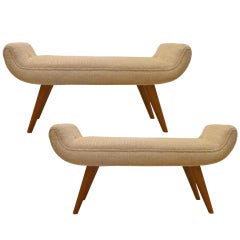 Pair of Petite Mid-Century Benches