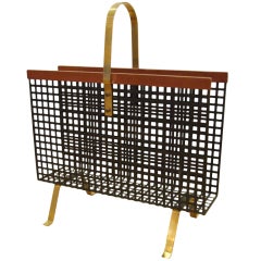 Mid-Century Grid-Patterned Magazine Stand