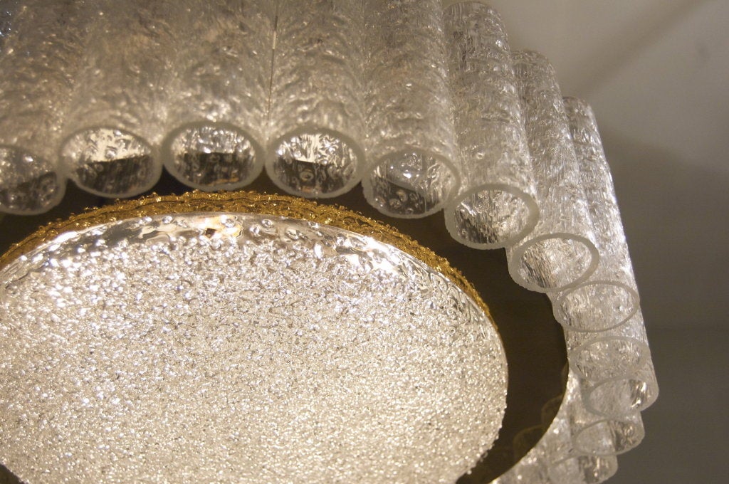 Mid-Century Modern Elegant Doria Glass Tube Chandelier