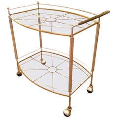 Mid Century Bar Cart in Silver and Gold Metal Leaf