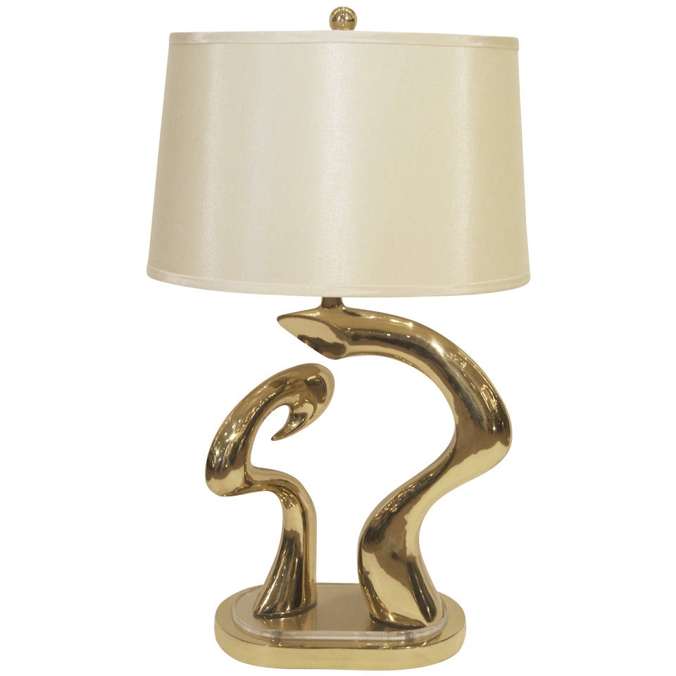 Brass and Lucite Pierre Cardin Style Lamp
