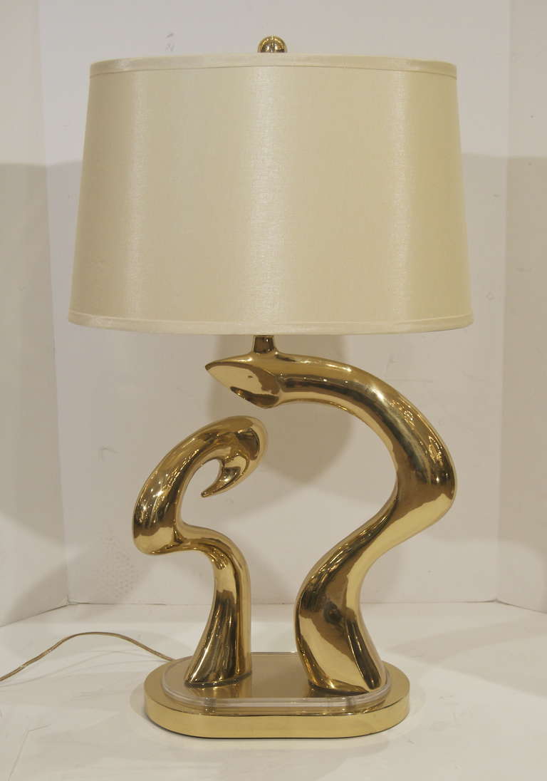Mid-Century Modern Brass and Lucite Pierre Cardin Style Lamp