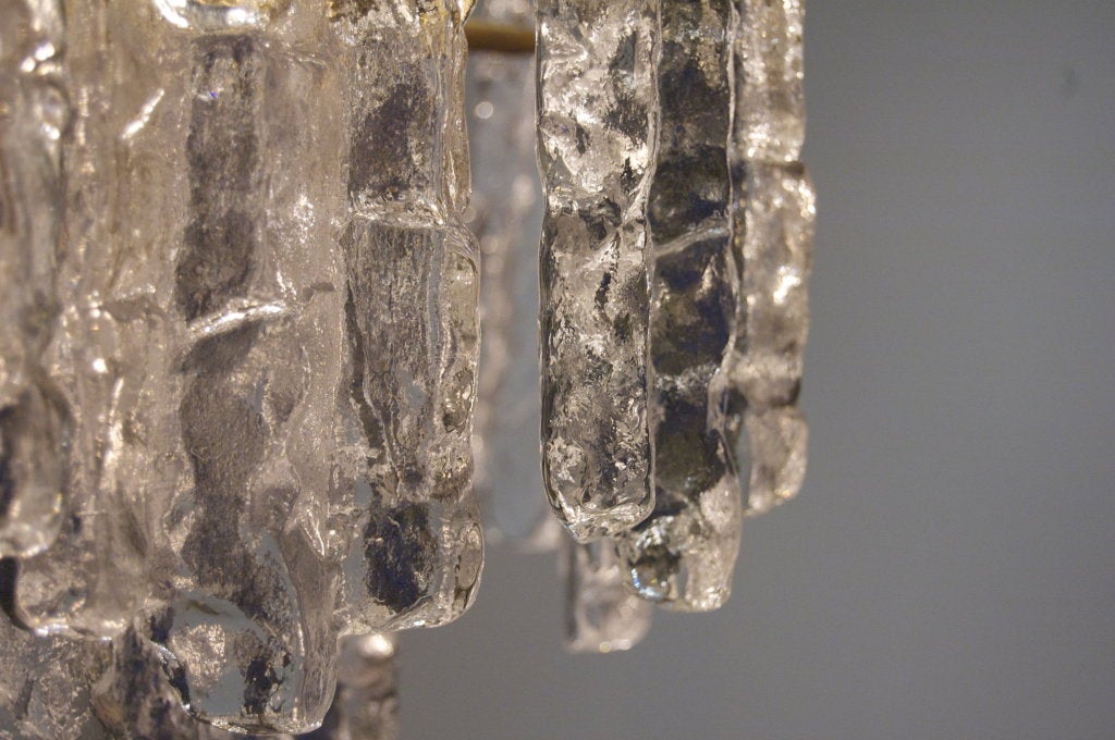 Kalmar Ice Glass Chandelier in Two Tiers