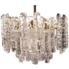 Kalmar Ice Glass Chandelier in Two Tiers