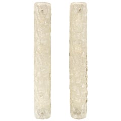 Pair of large Tube Ice Glass Vanity Sconces