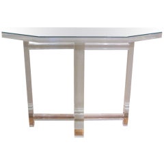 Lucite Console with Glass Top by Les Prismatiques