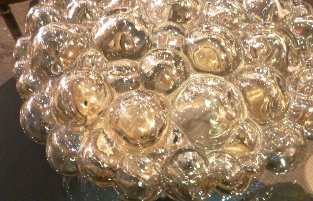 Large Austrian Amber Bubble Glass Flushmount