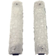 Pair of Tubular Ice Glass Vanity Sconces
