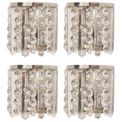 Set of Four Chrome and Crystal Sconces(2 Pairs)