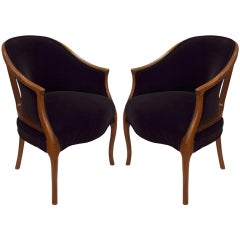 Pair of Exquisite Deco Bergeres With Mohair