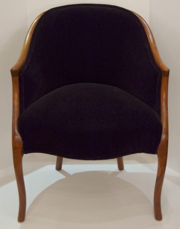 Elegant Chairs with Beautiful black mohair upholstery.Sturdy structure and elegant modern lines make this chair a stand out addition to all decors.