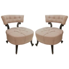 Pair of Petite French  Slipper Chairs