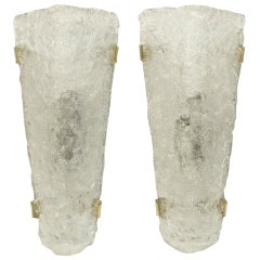 Pair of Large Angular Glass Hillebrand Sconces