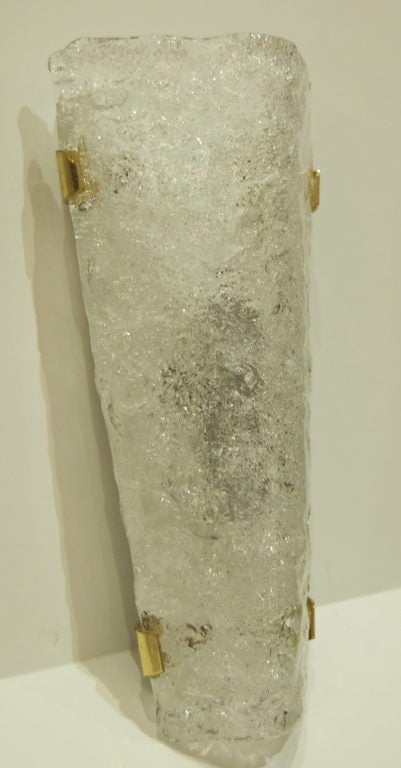 German Pair of Large Angular Glass Hillebrand Sconces