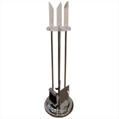 Lucite and Chrome Fireplace Tool Set
